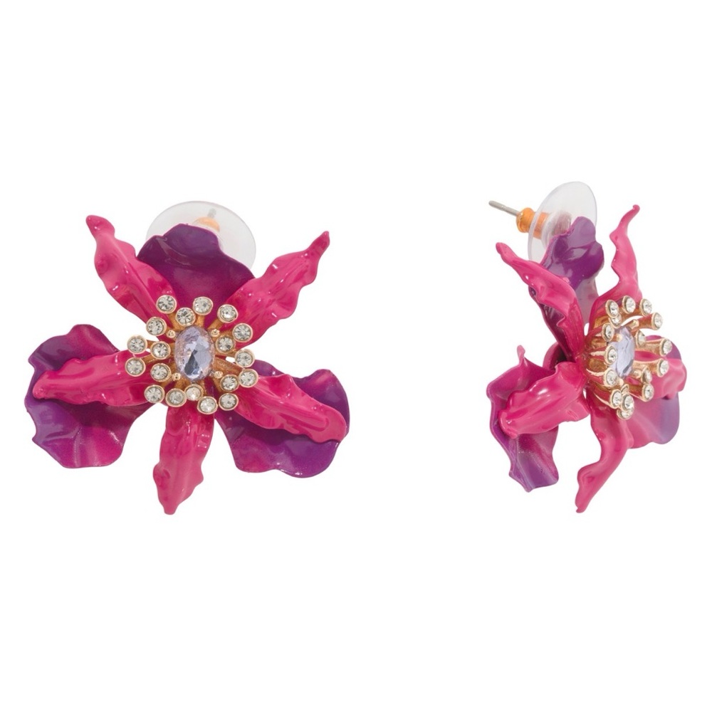 🩶BETSEY JOHNSON GOLD PLATED ORCHID EARRINGS - NWT🩶